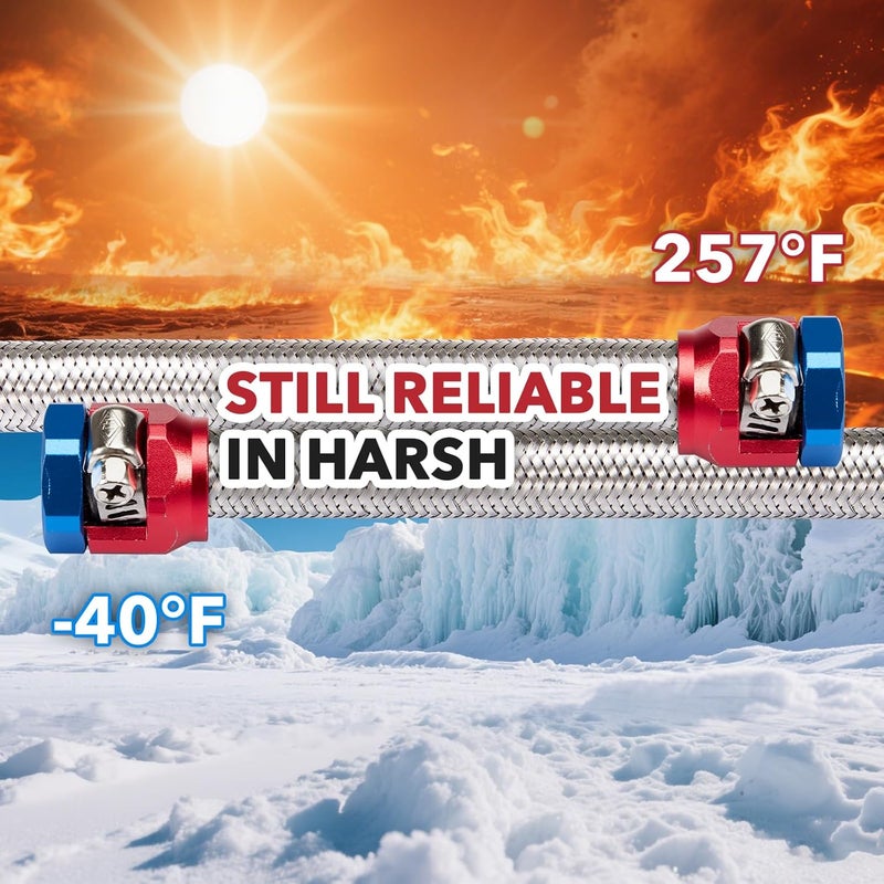 CarBole Stainless Steel Braided Fuel Line, 5/16" I.D. Diesel Hose Swap EFI PTFE with Fittings for Automotive Fuels Lubricants Coolants (3 FT) - Image 3